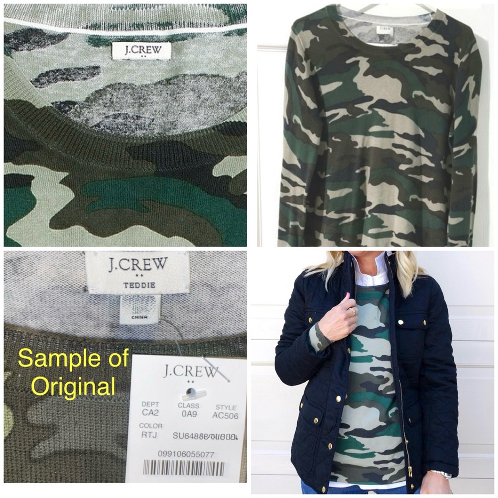 JCREW 🧸 Sweater, CAMO cotton EUC ⭐️ - Picture 6 of 9